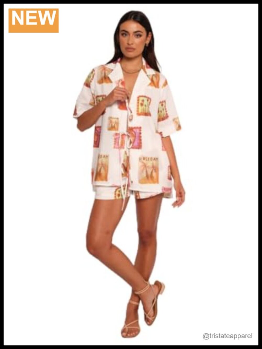 Petal Pup Womens Tie-Front Blouse Short Sleeve